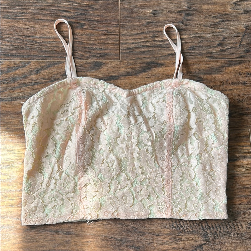 Love Culture Lace Bustier in Cream and Pink